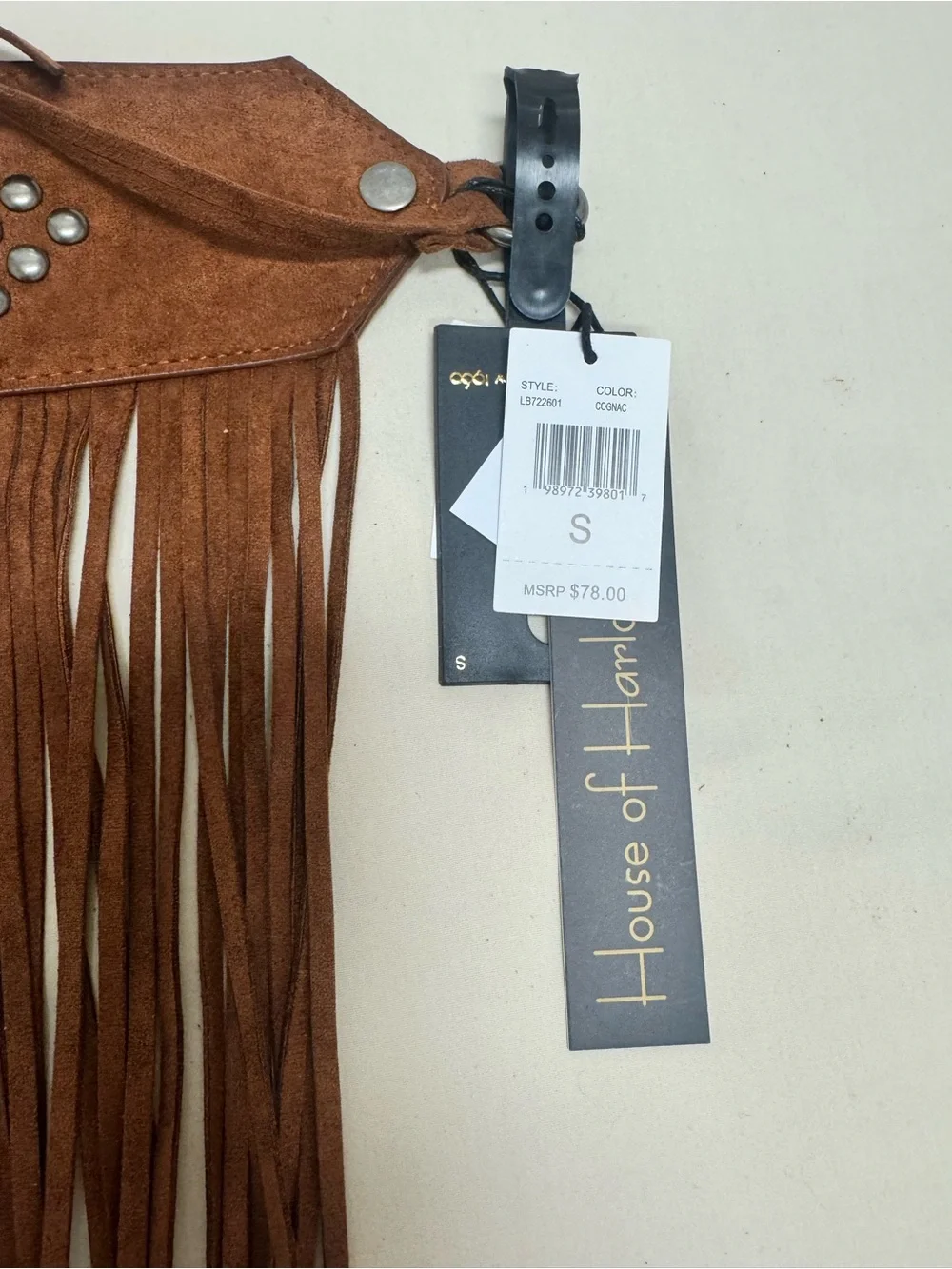 House of Harlow 1960 Brown Fringed Studded Western Waist Belt